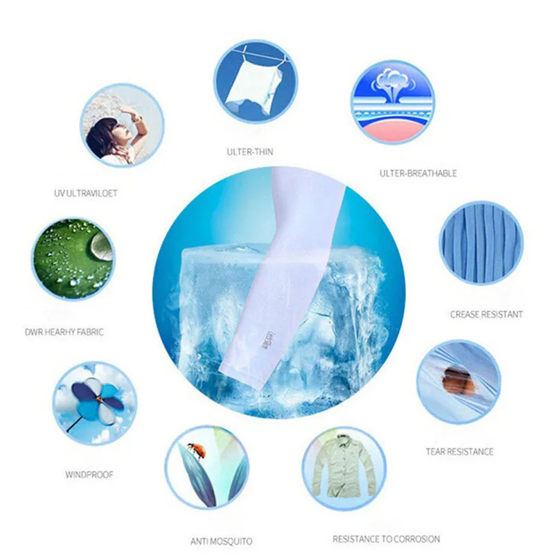1Pair Bicycle Fishing Sleeve Cover Sun Protection Arm Guard Cooling Sleeve Cover Outdoor Arm sun gloves #2M22 (9)