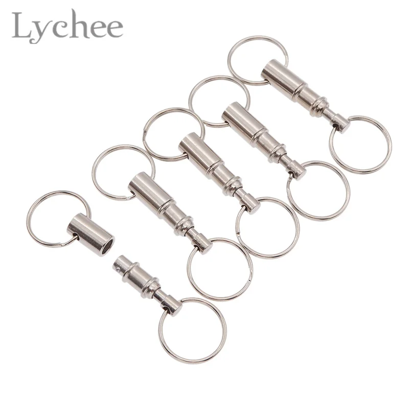 

Lychee 5pcs/lot Outdoor Removable Key Chain Premium Quick Release Keyring Handy Detachable Keychain with Two Split Rings