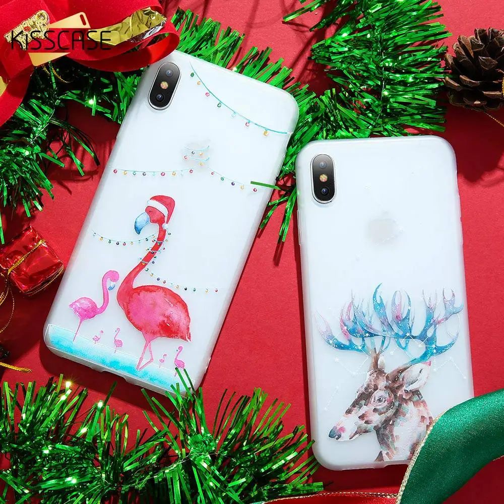 KISSCASE Зимний чехол на айфон 7 8 6S 6 Plus Cases Рождественский для iPhone X XS Max XR 2019 Новый год