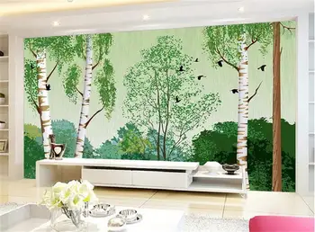 

3d wallpaper custom photomural non-woven green tree birds happiness decoration painting 3d wall mural wallpaper for walls 3d