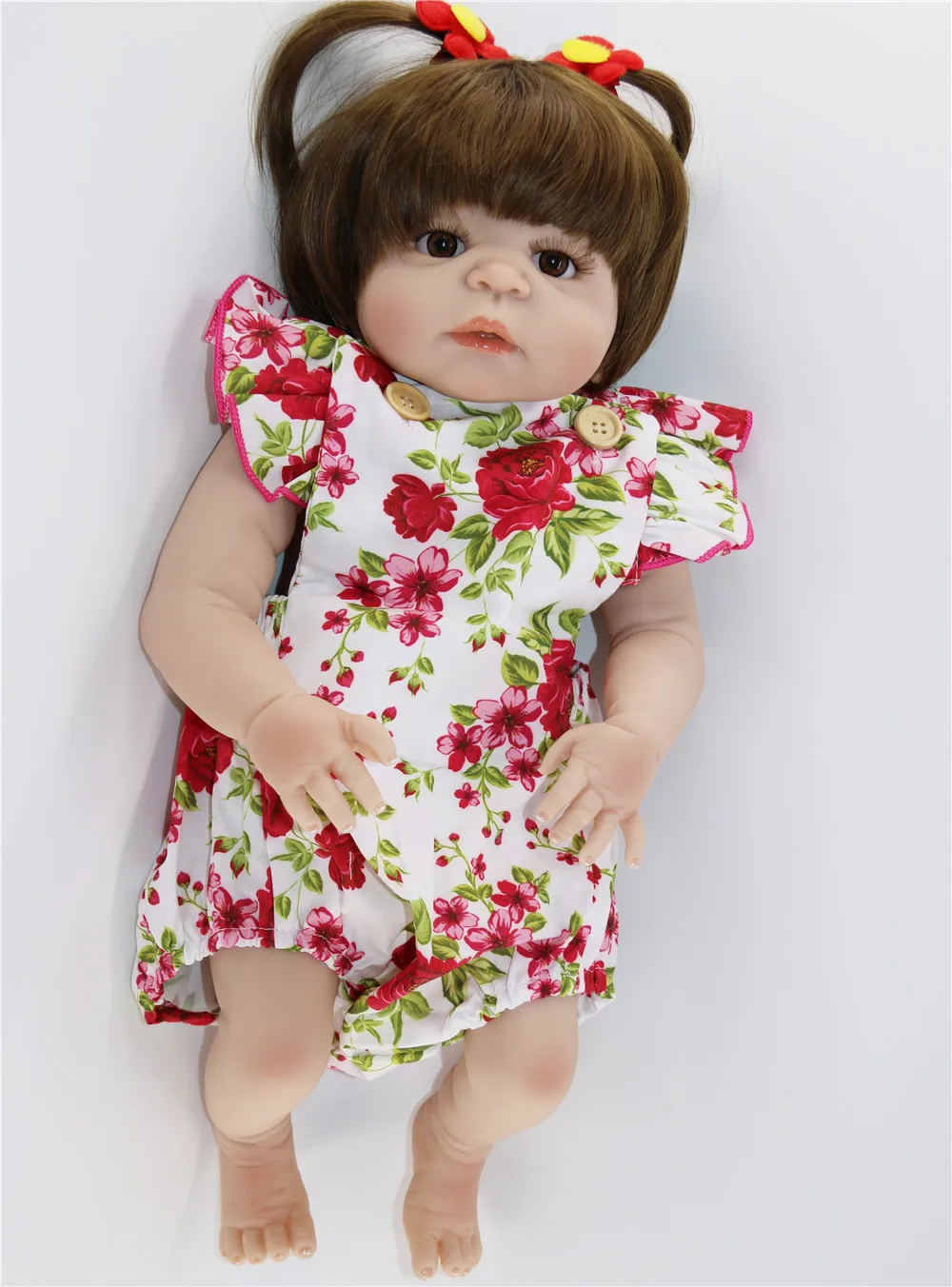 DollMai 23inch 57cm Real Silicone Reborn baby girl dolls can bathe
