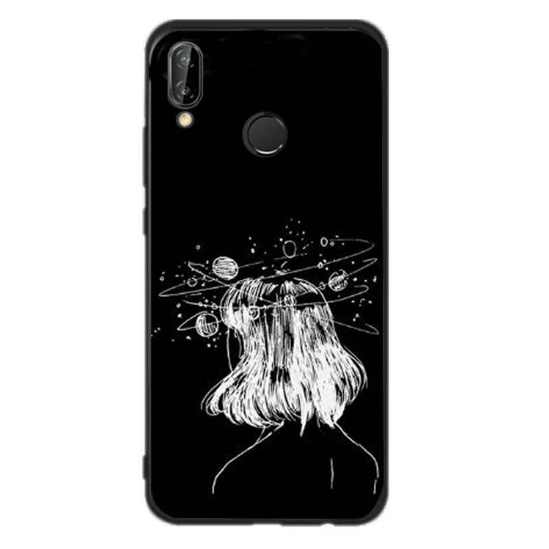 Матовый Силиконовый чехол для huawei P20 Lite, чехлы для mate 10 Lite P10 P8 P9 Lite Mini P Smart Cartoon Milky Way, полное заднее покрытие - Цвет: Бордовый