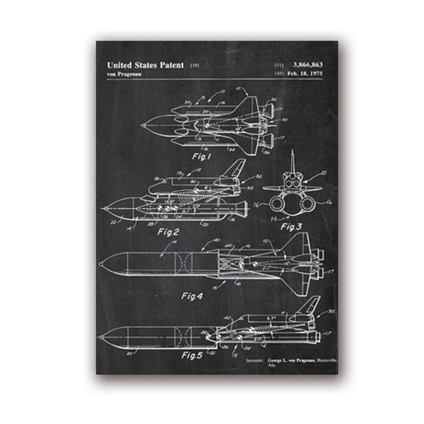 Космические запатентованные плакаты и принты космические кораблики чертежи плакат холст живопись научная настенная Художественная Картина Декор идея подарка - Цвет: PH2138