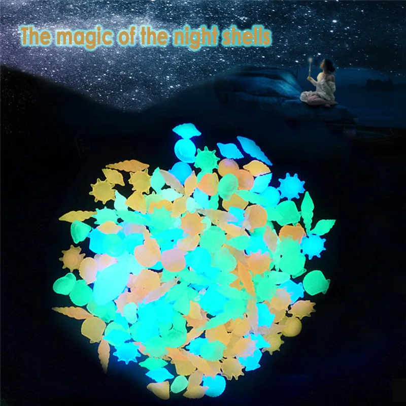 Colorful Luminous Starfish Conch Shell Shaped Glowing Stone Decorative For Outdoor Garden Walkway Fish Tank Vase Aquarium Pool