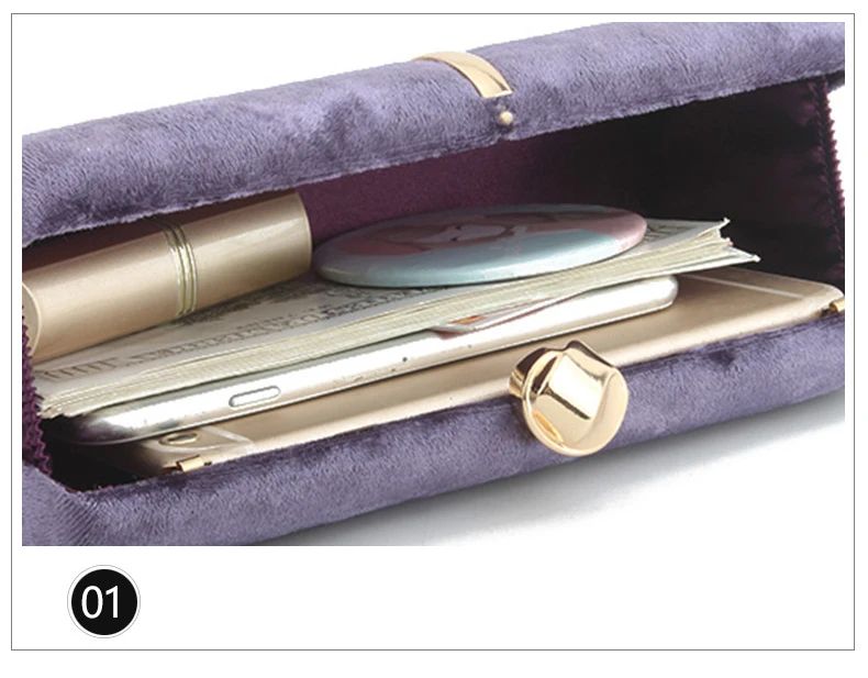 Luxy Moon Purple Velour Clutch Bag Top View