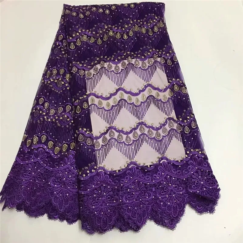 

High Quality Embroidery African Lace Fabric Tulle Rhinestone Net French Lace Guipure Nigerian Lace Fabric Swiss Voile E112405