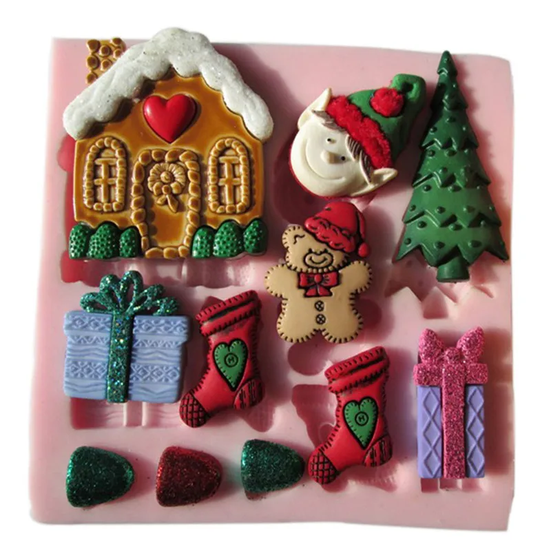 3D Christmas House Molds Silicone Chocolate Mold Candy Cookie Fondant