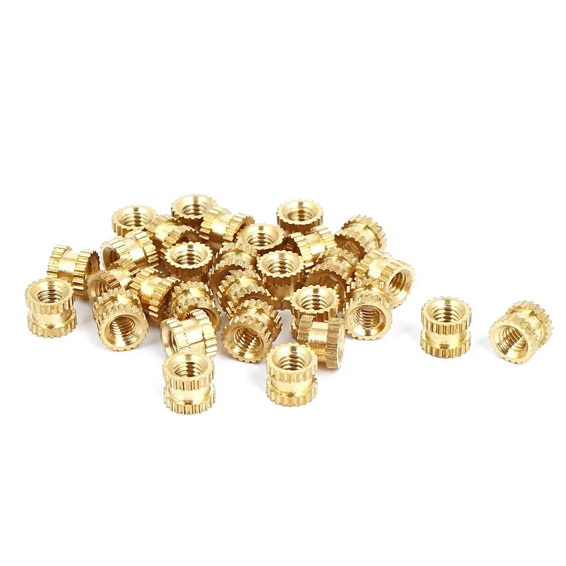 

20pcs M2x3mmx3.2mm Female Threaded Brass Knurled Insert Embedded M2 Knurled Nut Embedded Fastener Brass Double Pass Knurl Nut