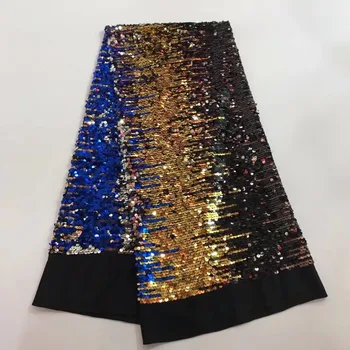 

multi color Sequin Lace Fabric 4.5*1.35meters 2019 African Lace fabric with Sequins High Quality white Sequin Fabric for dresses