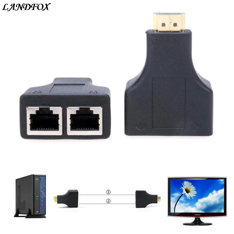 

NEW Big promotion Portable HDMI Over RJ45 CAT5e CAT6 UTP LAN Ethernet Balun Extender Repeater - 1080p 3D HD Drop shipping
