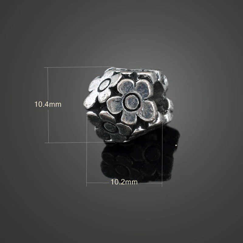 

5pcs High Quality Antique Silver Handmade Plum Flower Big Hole Bead Charms Necklace Pendants DIY Jewelry Connector 10.2mm*10.4mm