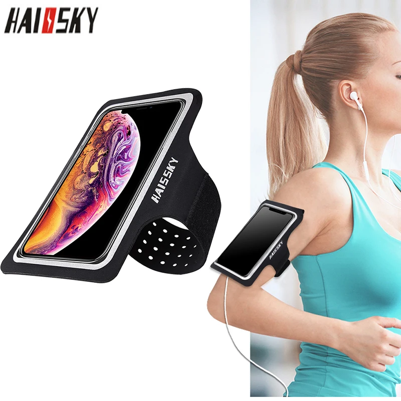 

HAISSKY Sport Armband Case For iPhone XS Max XR X 6S 7 8 Plus Running Belt Arm Band On Hand For Samsung S10 Oneplus 7 Pro Xiaomi