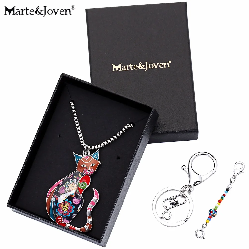 Marte Joven Personalized Animal Pendant Jewelry Women Cat Necklace Pendants Used as Keychain Unique Birthday Gift