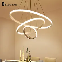 Creatieve Moderne Home Led Voor Woonkamer Slaapkamer Eetkamer Wit & Zwart & Gouden & Koffie Cirkel Frame Led kroonluchters Ac 110V 220V
