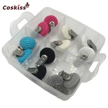 

Baby Accessories 12pc Crochet Pacifier Metal Clips Round Teether Pacifier DIY Wooden Teething Beads Set