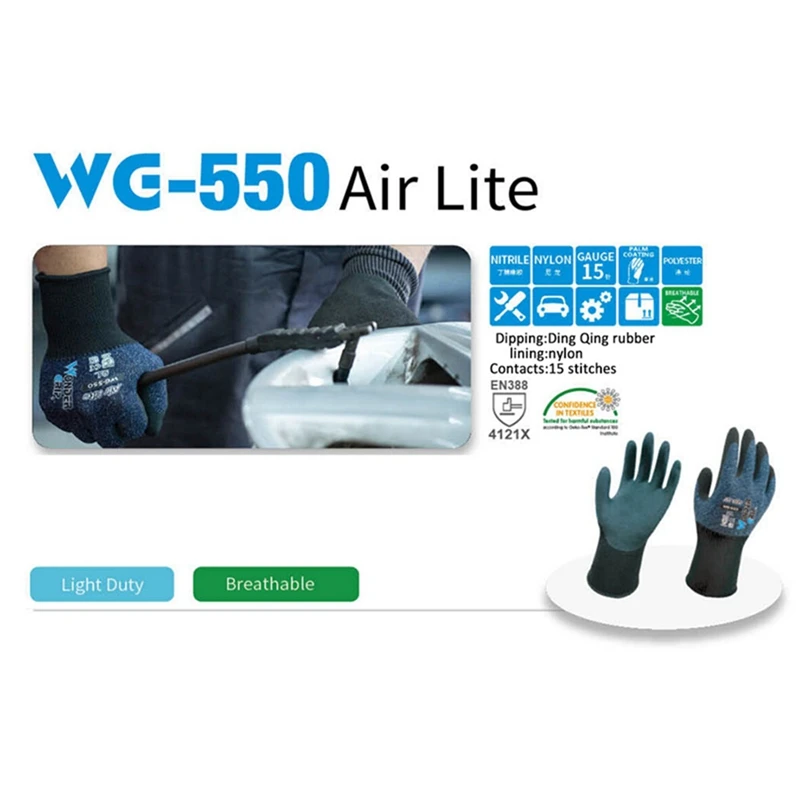 Wonder Grip 4121X-4131 сертифицированные безопасные рабочие перчатки для полиуретановых перчаток с покрытием ладони