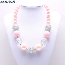 MHS. SUN, 1 шт./лот, модное Персиковое розовое короткое ожерелье для детей, новинка, для девочек, детей, бусина, бусина, массивное ожерелье, ювелирные изделия для малышей