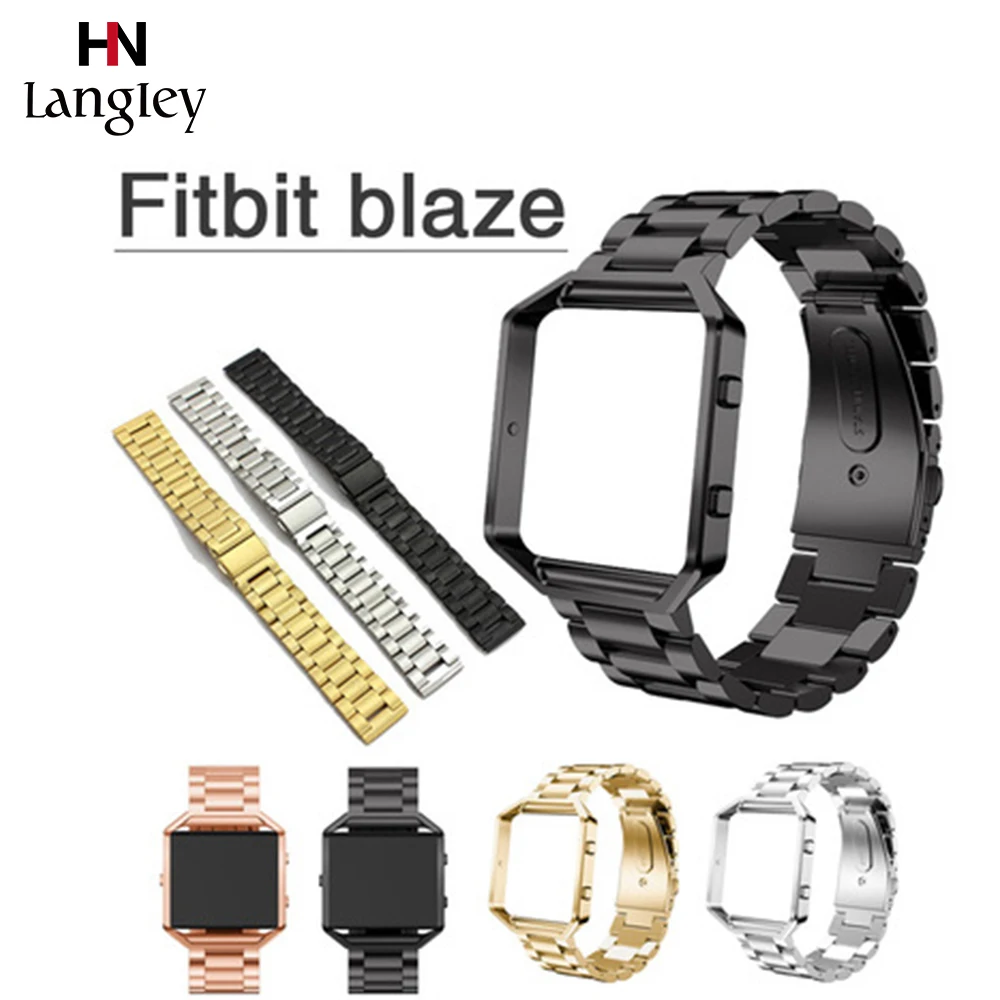 Ремешок из нержавеющей стали с защитой корпуса для fitbit blaze браслет Широкие