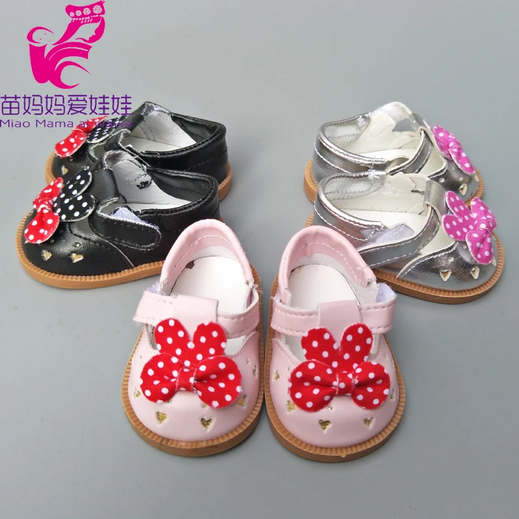 

7cm cute pu black Silver Pink leather princess doll for 18-inch doll shoes also fit for baby new born dolls