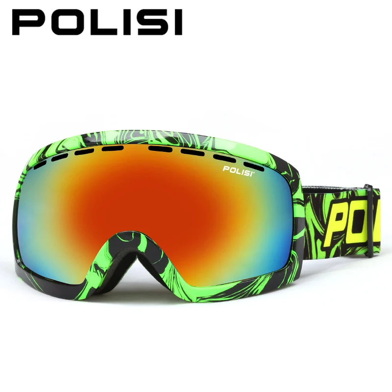 POLISI мужские и женские лыжные очки UV400, двухслойные линзы, очки для сноуборда, лыжного спорта, зимние лыжные очки для скейтборда, защитные очки - Цвет: Graffiti 18