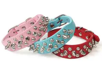

High quality dogs PU leather collar products doggy cool rivet collars supplies pets accessories 10pcs XXS XS S M L multicolor