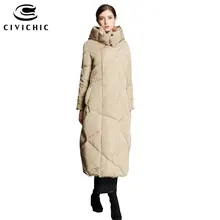 CIVICHIC/Лидер продаж; модная женская длинная куртка-пуховик; зимняя утепленная парка; мягкое теплое пальто с капюшоном; Верхняя одежда выше колена; DC586