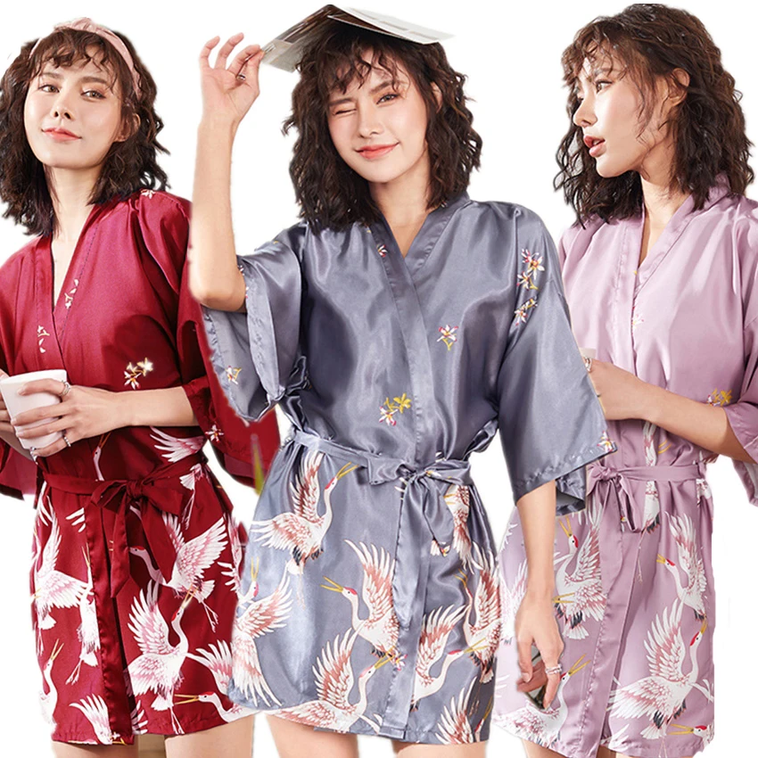 

Crane Kimono Carnival Pajamas Retro Party Yukata Chinese Style Asian Japanese Clothes Haori Festival Fancy Dress Luxury