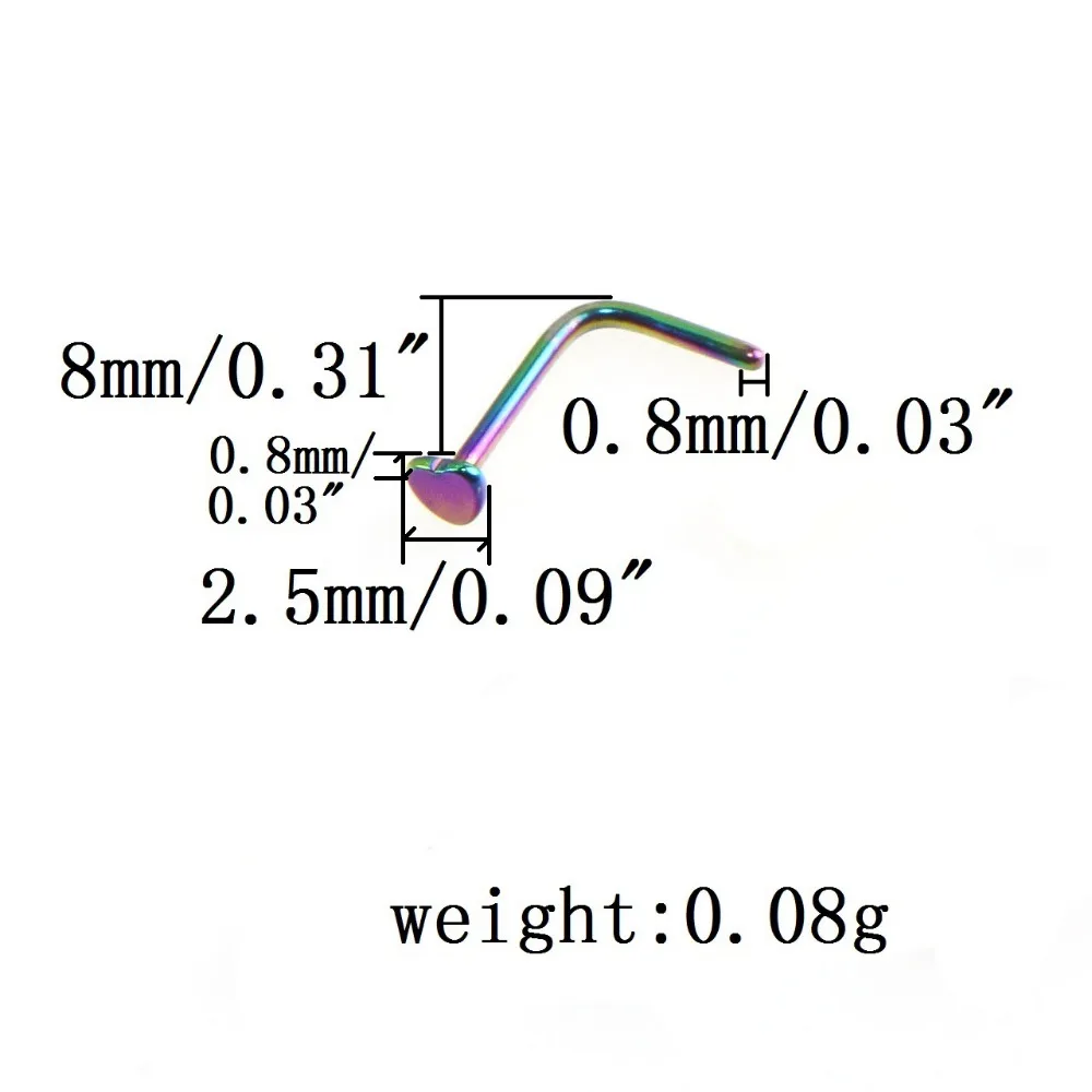 New Arrival Simple L Shape Surgical Steel 0.8*8mm Nose Studs Hooks Bar Pin Nose Rings Body Piercing Jewelry For Women - Image 6