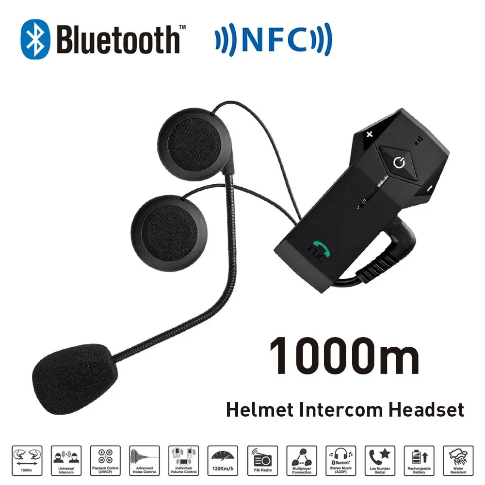 FreedConn 1000M BT NFC FM Radio Function Motorcycle Helmet