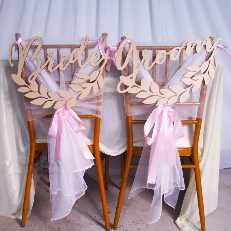 Деревенский деревянный Невеста и жених свадебный стул знак Mr & Mrs свадебное кресло назад украшения висящие знаки