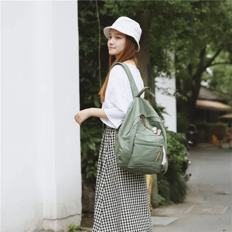 Menghuo Women Backpack for School Teenager Girls Vintage Stylish School Bag Ladies Cotton Fabric Backpack Female Bookbag Mochila (49)