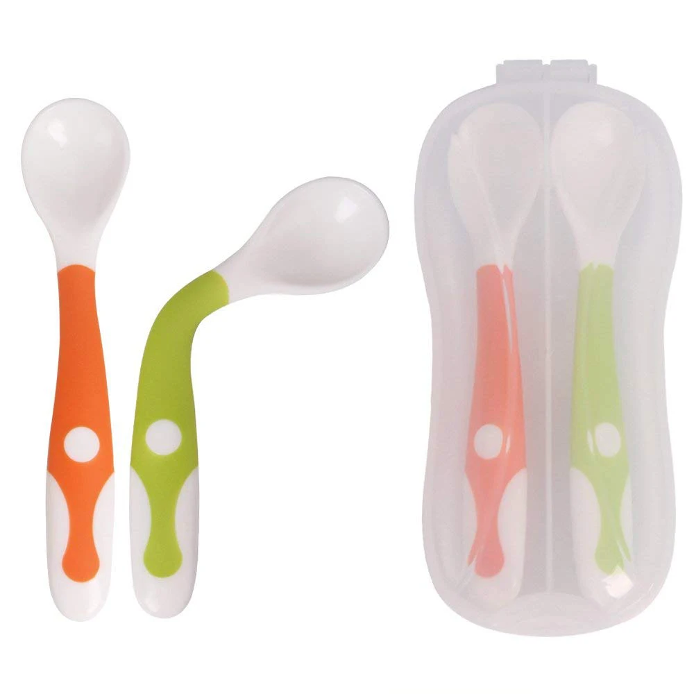 2pcs Baby Spoon Fork Set Health Baby Learning Dishes Children Tablewear Flexible 