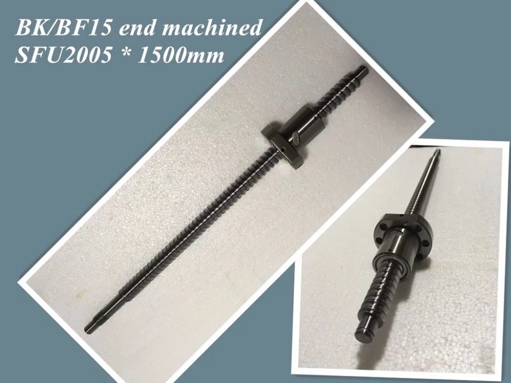 

1pc 20mm Ball Screw Rolled C7 ballscrew 2005 SFU2005 1500mm BK15 BF15 end processing+1pc SFU2005 METAL DEFLECTOR Ballscrew nut