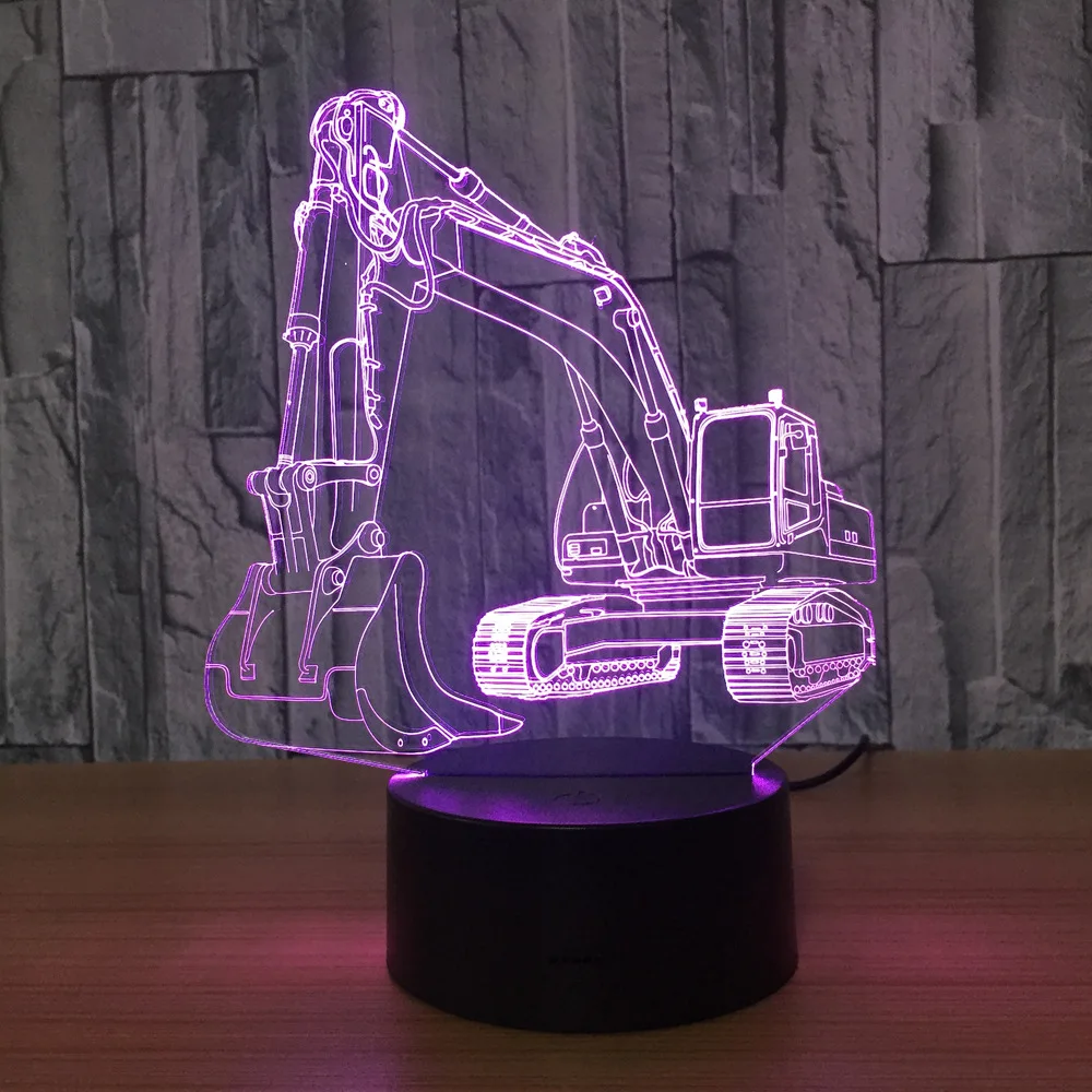  Excavator 7 Color Lamp 3d Visual Led Night Lights For Kids Touch Usb Table Lampara Lampe Baby Sleep - 32841030302