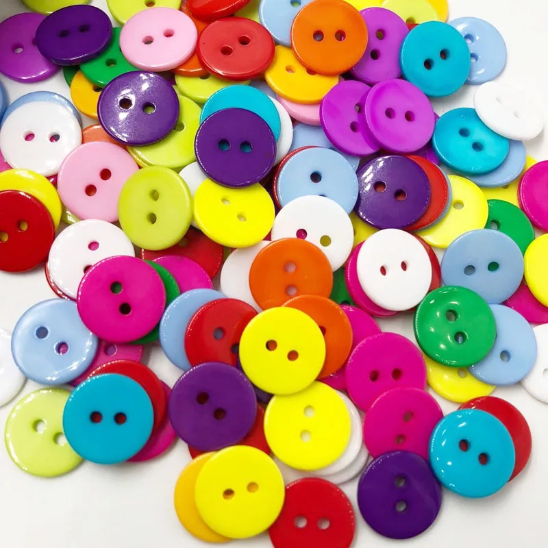 100 x 6mm Resin Buttons Small Mixed Colours Dolls Round Flat 2 Holes Crafting