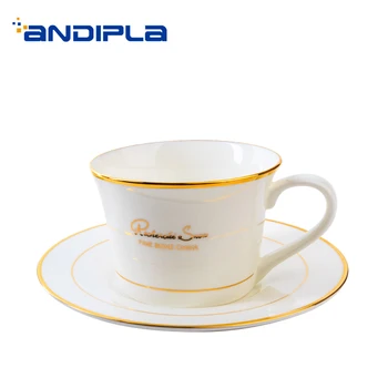 

200ML Brief Gold Border Ceramic Bone China Coffee Cup with Saucer Kit Home Drinkware Office Afternoon Tea Mug Breakfast Milk Cup