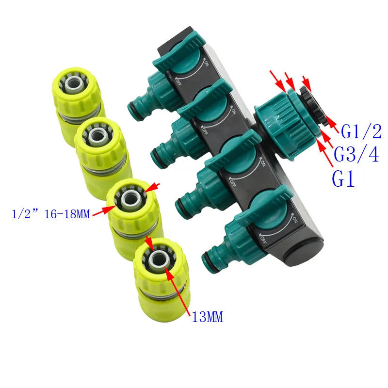 Wxrwxy садовый таймер полива 4 way tap 1/" кран 4 way таймер с распределителем для полива 16 мм шунт четыре розетки 1 комплект