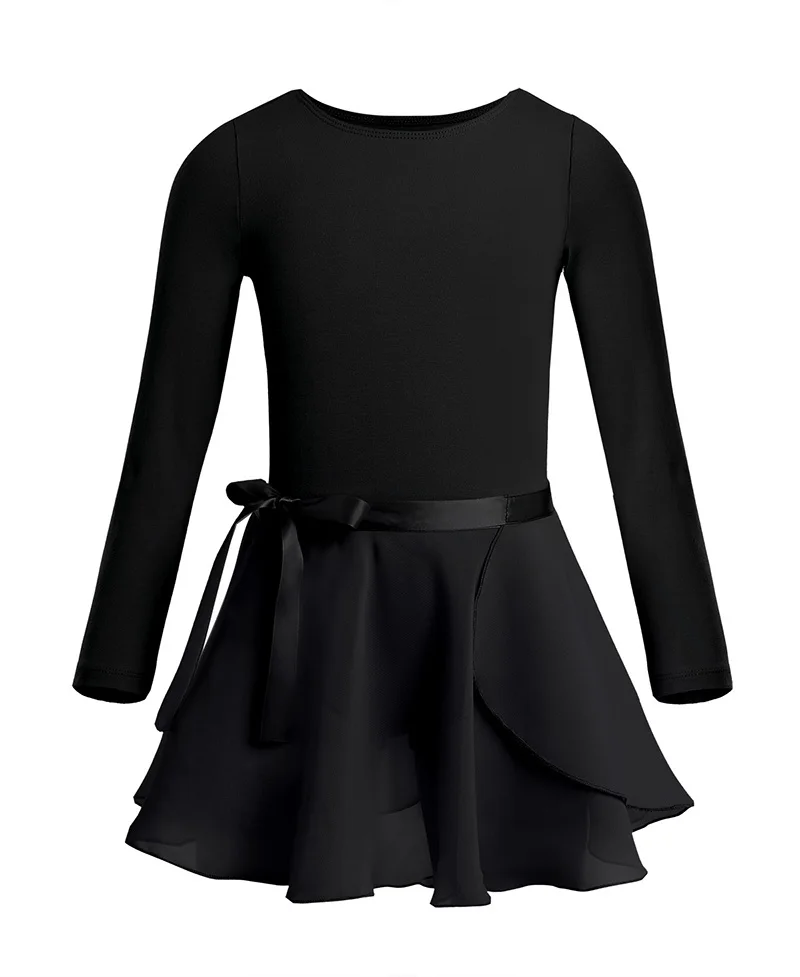 Iiniim/девочек-подростков Балетные пуанты гимнастическое боди с шифон юбка с поясом для выступлений платье-пачка - Цвет: Black