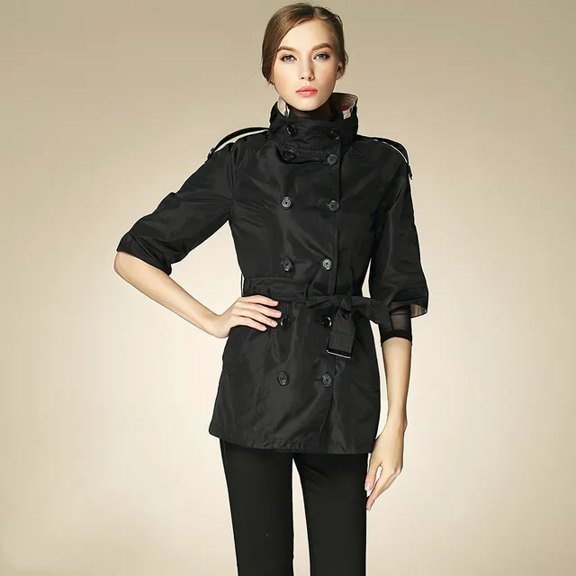 2018 Women Trench Coat 2017 Korean Plus Size Slim Double Ted Women Black Double Ted Knee Length Trench Coat Rm173 00 Rm139