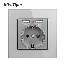 Minitiger Хрустальная стеклянная панель двойной usb порт для зарядки 2.1A 16A Россия Испания настенная розетка ЕС розетка белый/черный/золотой/серый