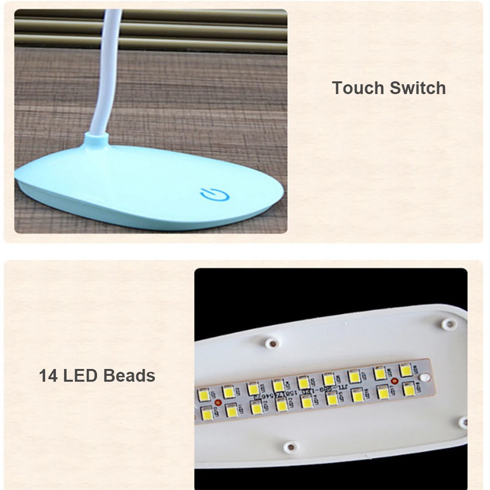 Сенсорный переключатель, 3 режима, диммер, светодиодный, настольная лампа, современный, 14 светодиодный s 3 W, USB, перезаряжаемый, для чтения, для учебы, светильник, настольная лампа для спальни