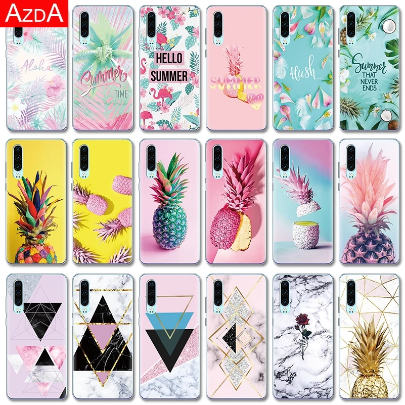 

Florals Soft TPU Clear Fundas For Huawei P30 Lite Case Protector Pineapple Marble Coque For Huawei P30 Lite Pro P 30 Fundas Case