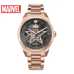 Новинка 2019 года Marvel Мстители полые Скелет Капитан Америка автоматический водонепроницаемые мужские часы Роскошные сталь группа