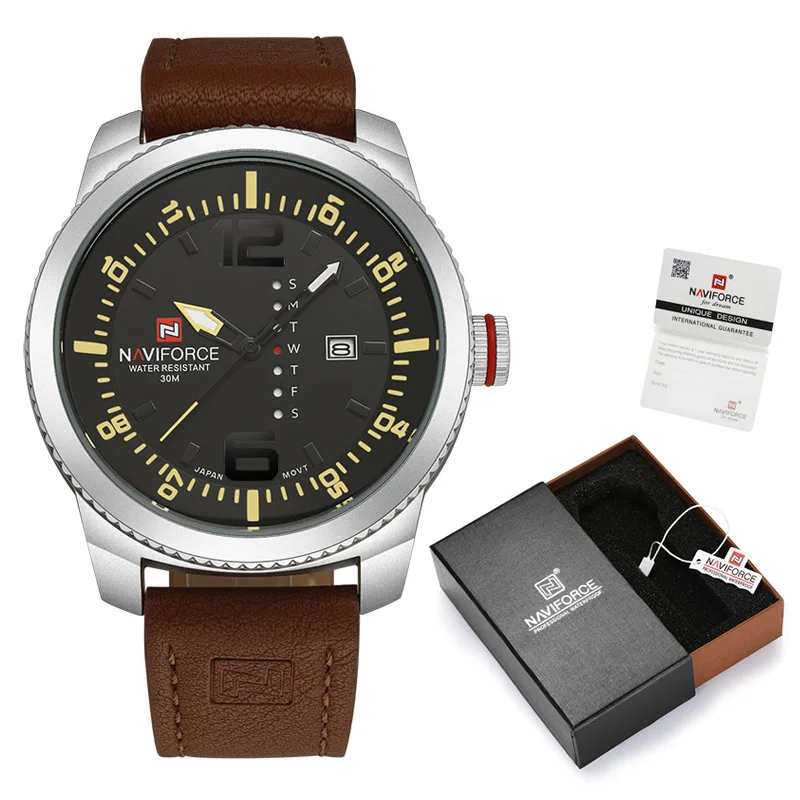 NAVIFORCE Топ люксовый бренд мужские часы кварцевые спортивные мужские часы мужские кожаные Наручные часы с коробкой набор для продажи Relogio Masculino - Цвет: SY-Box-B