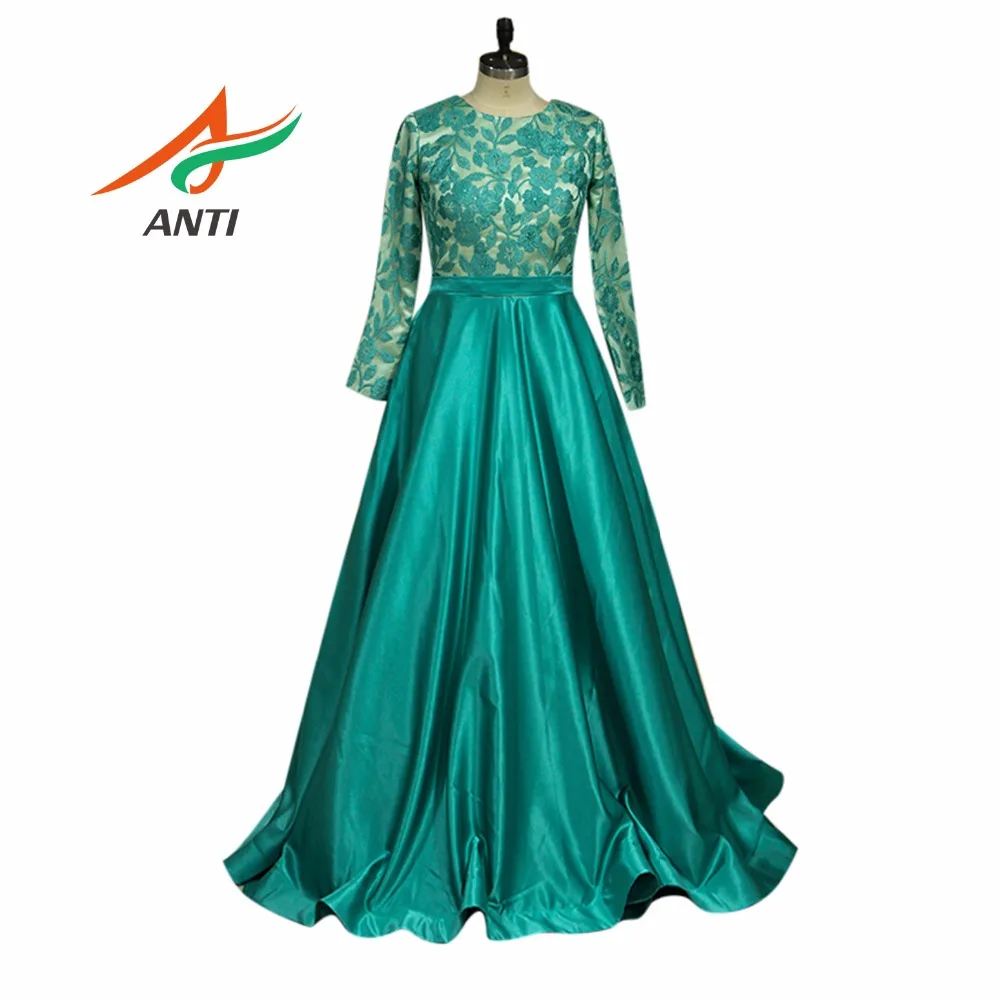 Анти-женское зеленое вечернее платье большого размера, элегантное кружевное вечернее платье с круглым вырезом, вечернее платье знаменитостей, платье трапециевидной формы для свадебной вечеринки