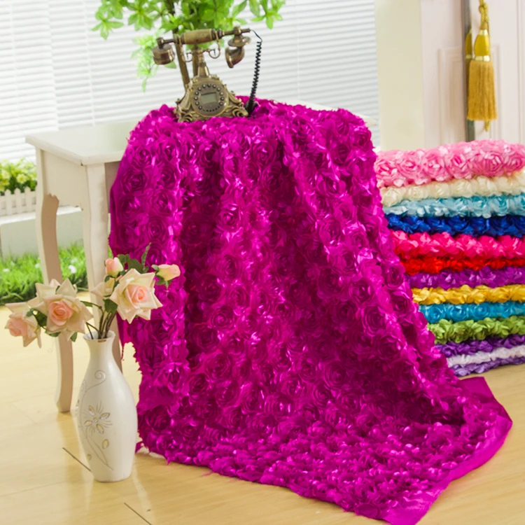 1yrd 3D атласные розы Ткань одежда Вышивание Кружево для юбка свадебной фотографии Задний план T оформление сцены Ковры ткань 1.5 м широкий