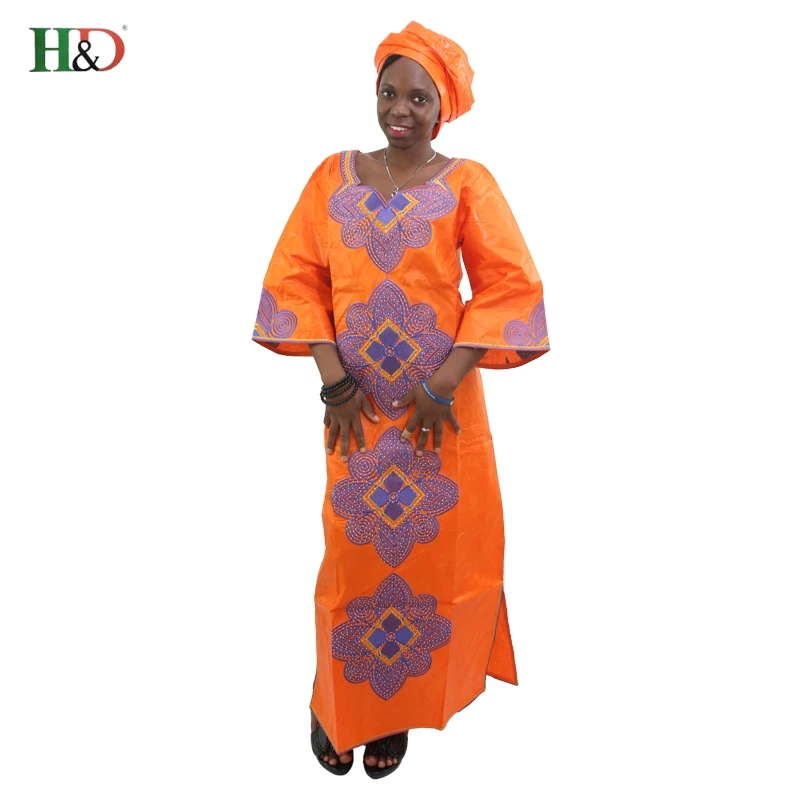 H& D новое модное платье в африканском стиле Базен riche для женщин, хлопок, головной платок, женское длинное платье S2427