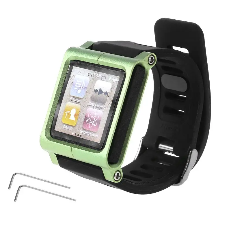 Умный Алюминиевый металлический ремешок для часов, набор для запястья, чехол для Apple iPod Nano 6 6th - Цвет: Зеленый
