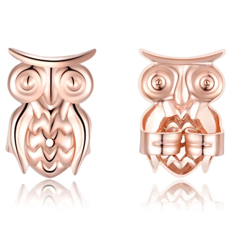 MS Betti новые модные серьги с маленьким медведем, поддерживающие гипоаллергенные серьги, подтяжки, подходят для всех почтовых сережек - Цвет: rose gold owl