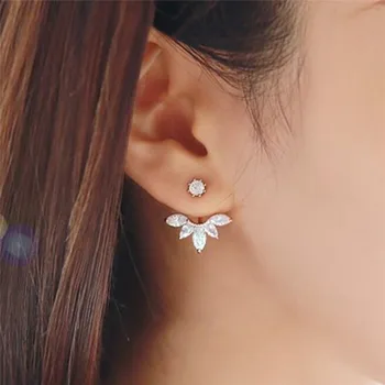 

1 Pair Fashion Leaf Earrings Flower Branches Rhinestone Crystal Stud Earring Wedding Curve Zircon Earrings For Women